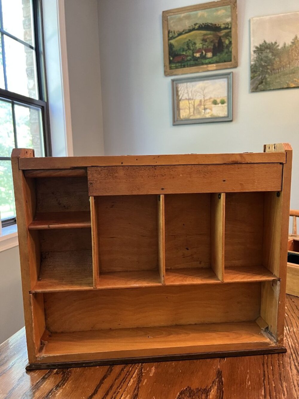 Antique Wood Cash Register Drawer Shadow Box With Compartments For Trinkets Or D